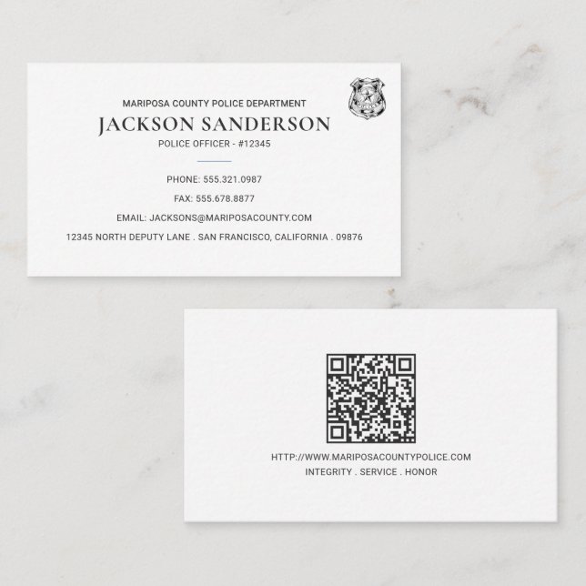 Police Department Law Enforcement QR Code Logo Business Card (Front/Back)