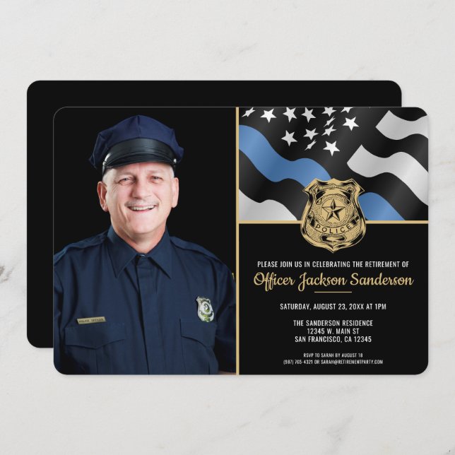 Police Department Law Enforcement Retirement Photo Invitation (Front/Back)