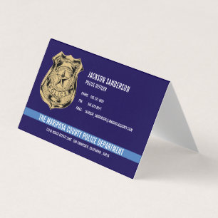 Police Department Logo Badge Blue Line Employee Business Card