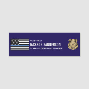 Police Department Officer Blue Line Employee Name Tag