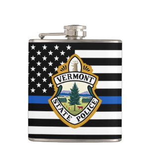 Police Department Personalised Logo Thin Blue Line Hip Flask