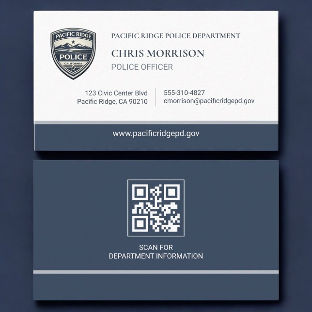 Police Department QR Code Logo Business Card (Creator Uploaded)