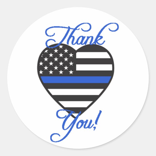 Police Department Thank You Heart Classic Round Sticker (Front)