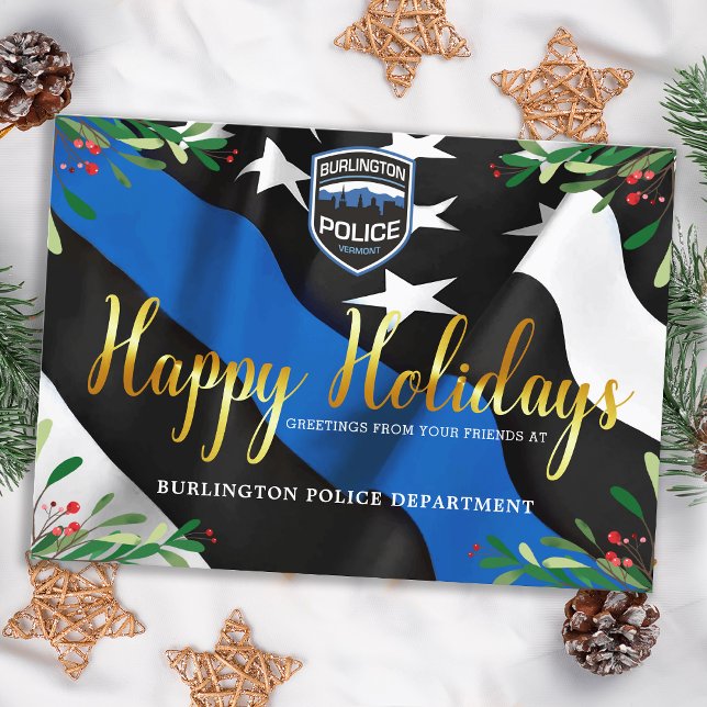 Police Department Thin Blue Line Christmas Holiday Card (Creator Uploaded)
