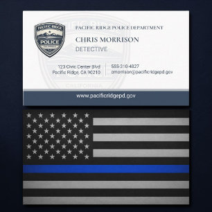 Police Detective Flag Thin Blue Line Logo Business Card