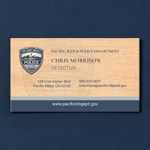Police Detective Rustic Wood Business Card