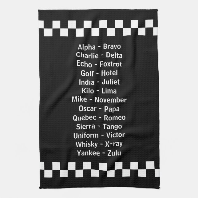 Police Dispatch Emergency Phonetic Alphabet Tea Towel (Vertical)