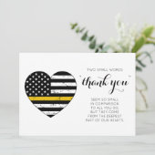 Police Dispatcher 911 Thin Gold Line Heart Thank You Card (Standing Front)