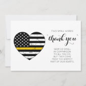 Police Dispatcher 911 Thin Gold Line Heart Thank You Card (Front)