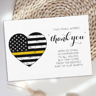 Police Dispatcher 911 Thin Gold Line Heart Thank You Card