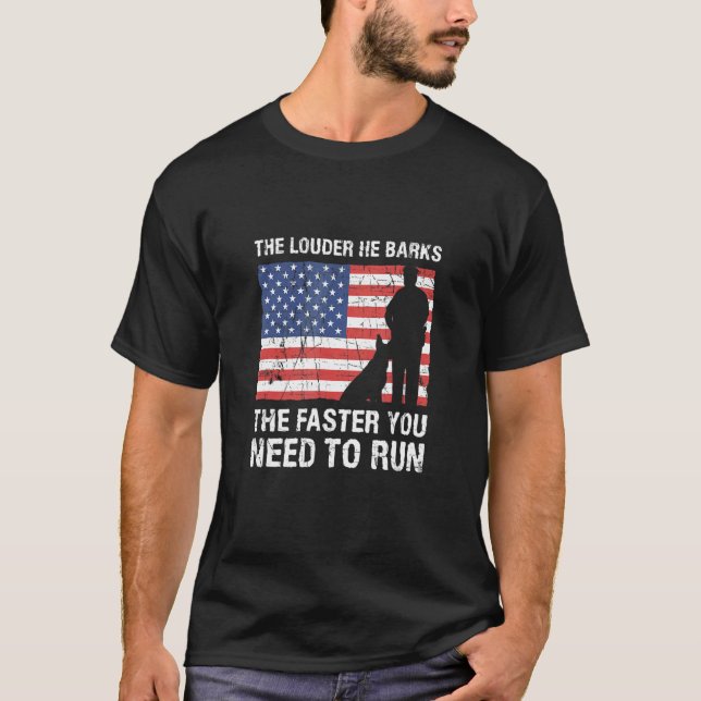 Police Dog American Flag Officer Dogs Gsd America  T-Shirt (Front)