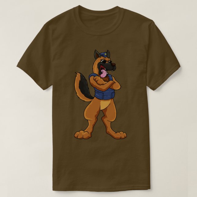 Police dog as police officer with protective vest T-Shirt (Design Front)