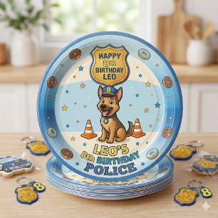 Police Dog Calling All Units Boy Birthday Paper Plate