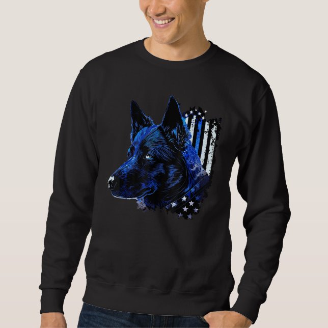 Police Dog K9 Officer Patriotic American Flag Cani Sweatshirt (Front)