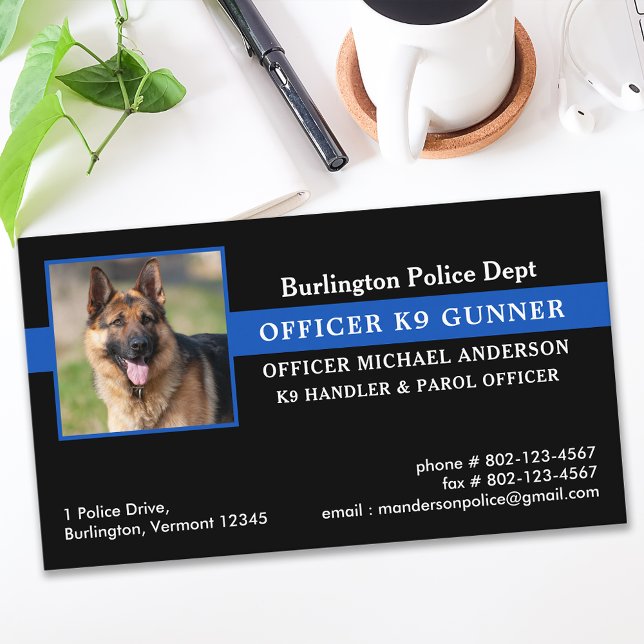 Police Dog K9 Unit Law Enforcement Thin Blue Line  Business Card (Creator Uploaded)