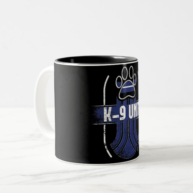 Police Dog K-9 Thin Blue Line Memorial Mug (Front Left)