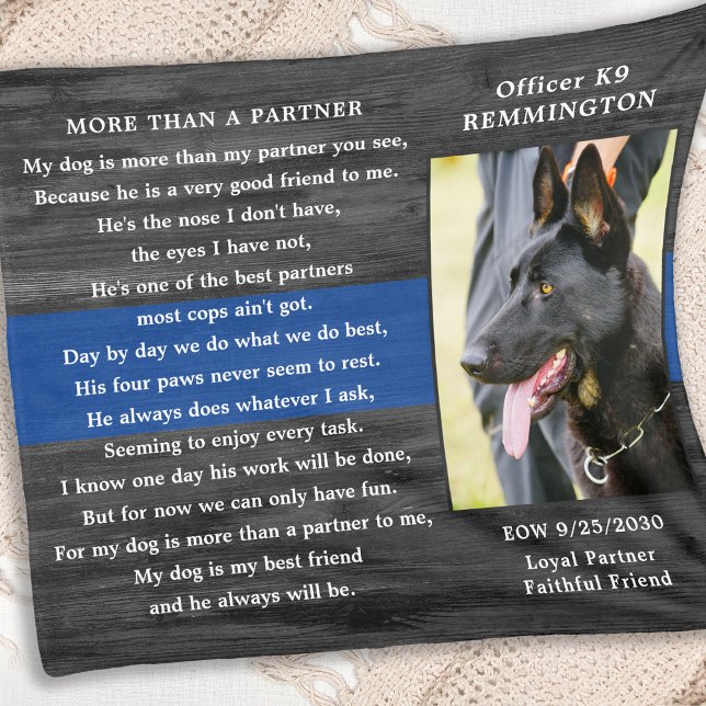 Police Dog Memorial Fallen Officer Police K9 Photo Fleece Blanket (Creator Uploaded)