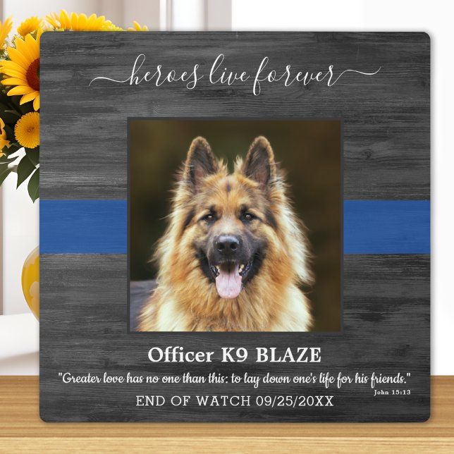 Police Dog Memorial K9 Officer Heroes Live Forever Plaque (Creator Uploaded)
