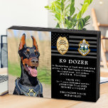 Police Dog Retirement Thin Blue Line K9 Photo Wooden Box Sign<br><div class="desc">Honour your best partner and police dog for his dedicated years of service with this Thin Blue Line Police Dog Retirement Appreciation Photo plaque. Personalise with your police K9 officer's photo, name, personal message, service dates and service years. Also personalise with badge, department logo or seal. Perfect for police K9...</div>