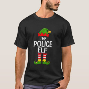 Police Elf Xmas Matching Family Elf Squad Christma T-Shirt