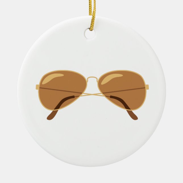 Police Eyeglasses Ceramic Tree Decoration (Front)