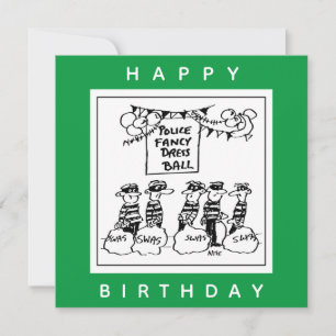Police Fancy Dress Ball Cartoon Card