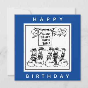 Police Fancy Dress Ball Cartoon Card