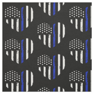 Police Flag Heart Fabric