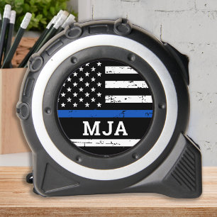 Police Flag Personalised Monogram Thin Blue Line 1