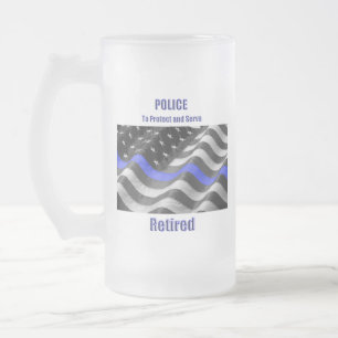 Police Frosted Glass Beer Mug