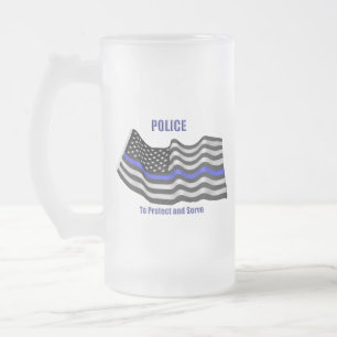Police Frosted Glass Beer Mug
