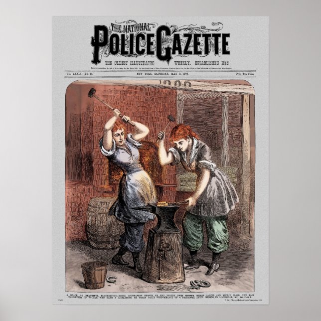Police Gazette poster Blacksmiths (colour) (Front)