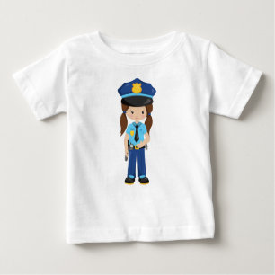 Police Girl, Police Officer, Cop, Brown Hair Baby T-Shirt