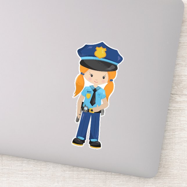 Police Girl, Police Officer, Cop, Orange Hair (Detail)