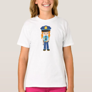 Police Girl, Police Officer, Cop, Orange Hair T-Shirt