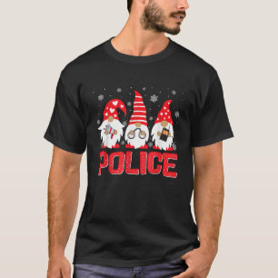 Police Gnome Matching Family Christmas Holiday Paj T-Shirt
