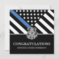 Police Graduation Blue Line Flag Congratulations