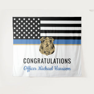 Police Graduation Blue Line Flag Congratulations Tapestry
