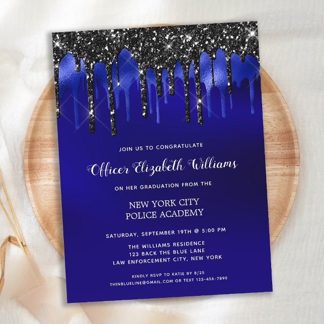 Police Graduation Elegant Law Enforcement Announcement Postcard (Creator Uploaded)