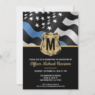 Police Graduation Law Enforcement Monogram Initial Invitation