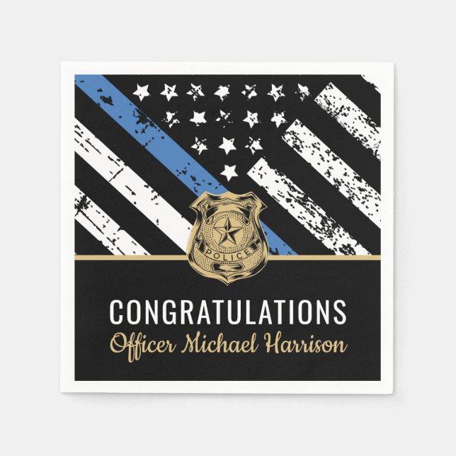 Police Graduation Law Enforcement Officer Party Napkin (Front)