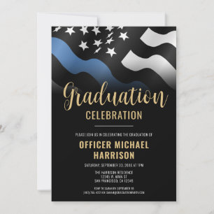 Police Graduation Party Law Enforcement Blue Line Invitation
