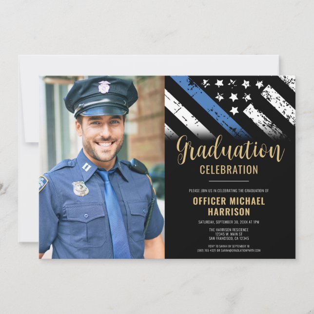 Police Graduation Party Law Enforcement Photo Invitation (Front)