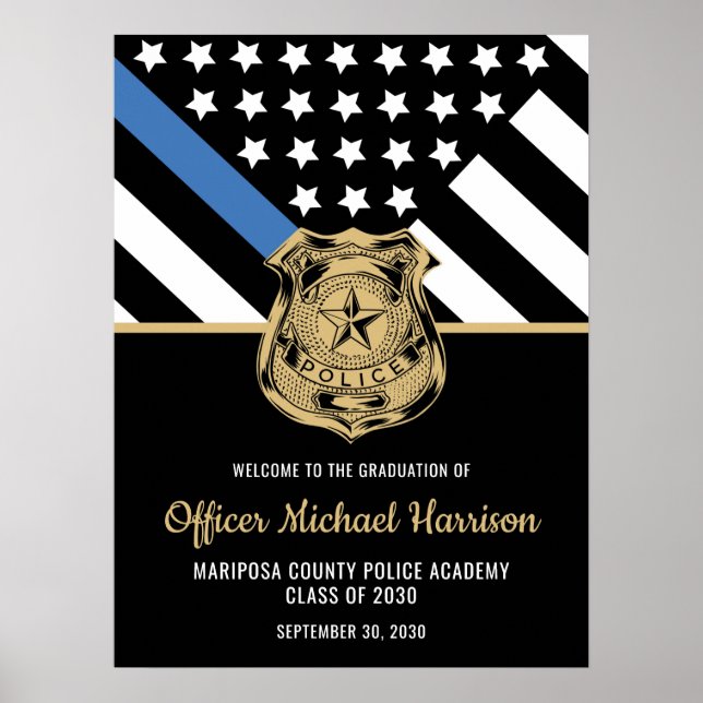 Police Graduation Party Thin Blue Line Welcome Poster (Front)