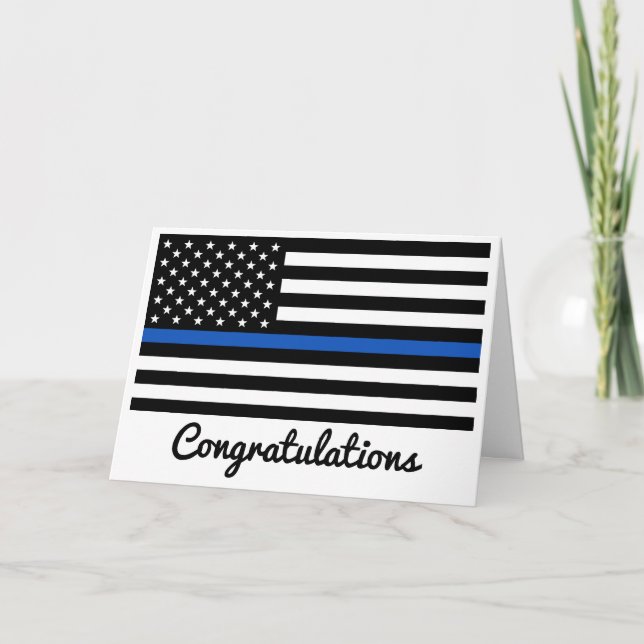 Police Graduation Thin Blue Line Congratulations Card (Front)