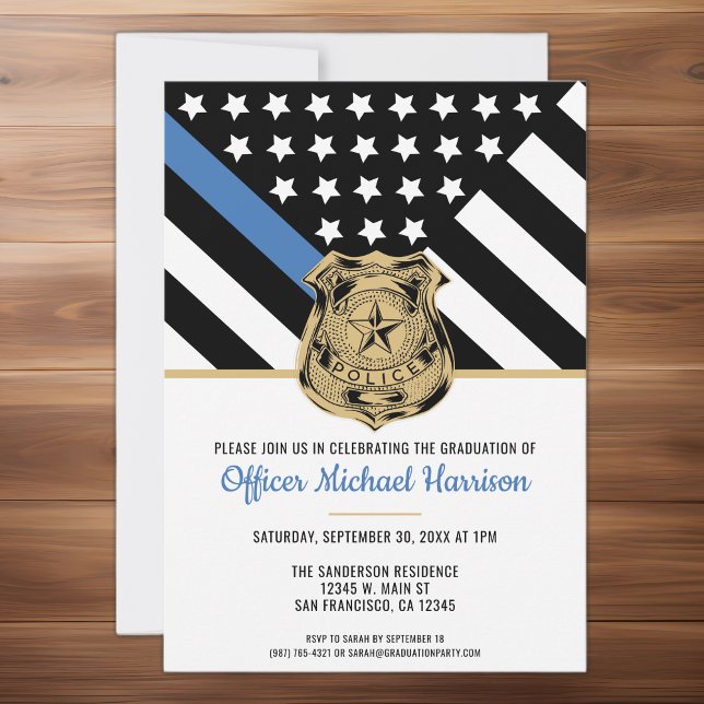 Police Graduation Thin Blue Line Law Enforcement Invitation (Police Graduation Thin Blue Line Law Enforcement Invitation)