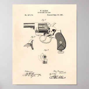 Police Gun 1881 Patent Art - Old Peper Poster