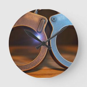 Police handcuffs round clock