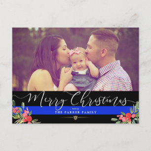 Police Happy Holidays Christmas Custom Photo Holiday Postcard