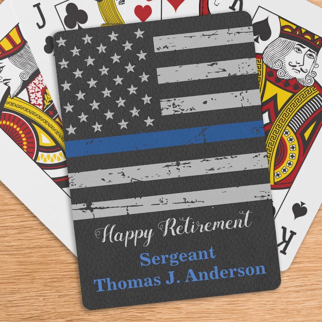 Police Happy Retirement Flag Thin Blue Line Playing Cards (Creator Uploaded)